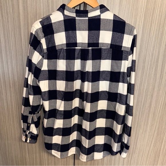 LL Bean Navy Plaid Long Sleeve Soft Flannel Shirt 100% Organic Cotton 506162 W L - Picture 6 of 16